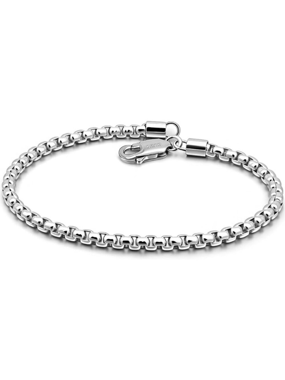 Elegant 3mm Round Box Chain Bracelet in Solid 925 Sterling Silver - Timeless
